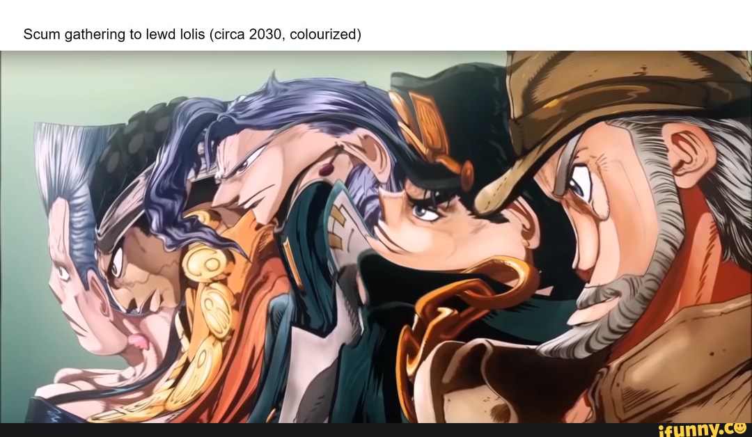 Scum gathering to lewd lolis (circa 2030, colourized)