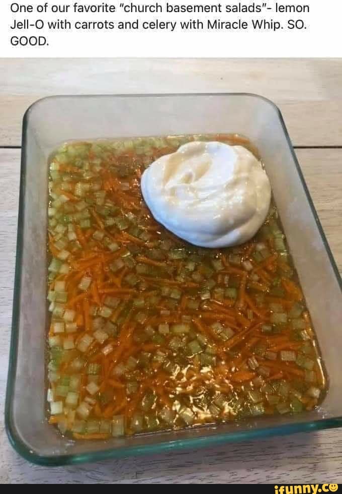 One of our favorite "church basement salads" lemon JellO with carrots