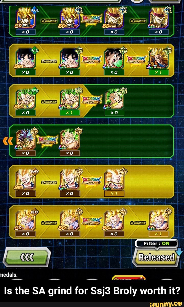 nedals, A
Is the SA grind for Ssj3 Broly worth it? - Is the SA grind for Ssj3 Broly worth it?