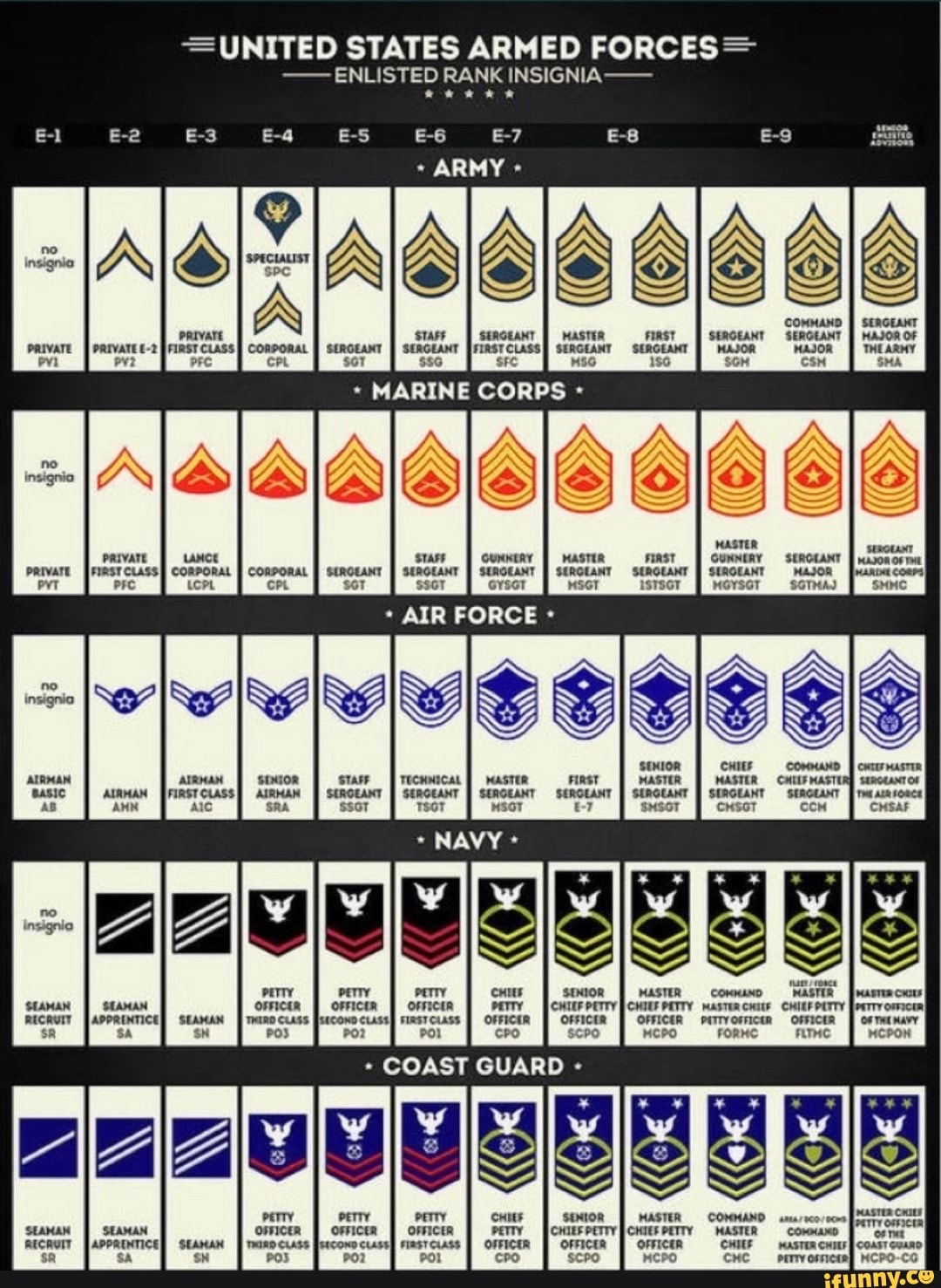 UNITED STATES ARMED FORCES E-S ENLISTED RANK INSIGNIA-- ARMY AA COMMAND ...