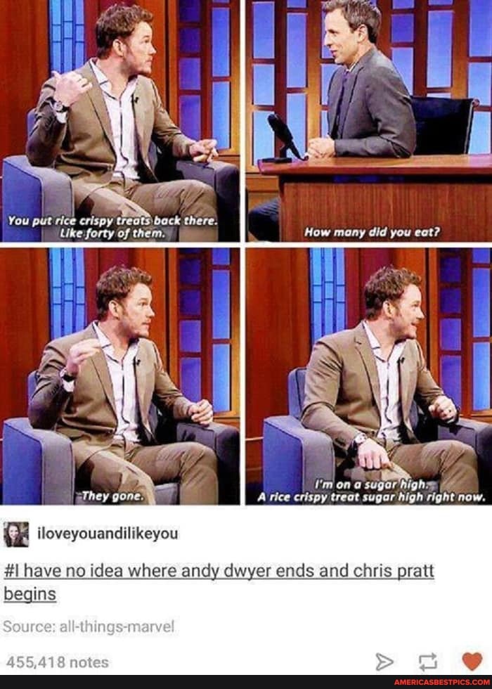 You put rice crispy treats back there.
Like forty of them:
I'm on a sugar highs
A rice crispy treat sugar high rig! now.
have no idea where andy dwyer ends and chris pratt begins
Source: