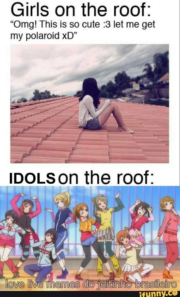 Girls on the roof:
"Omg! This is so cute :3 let me get