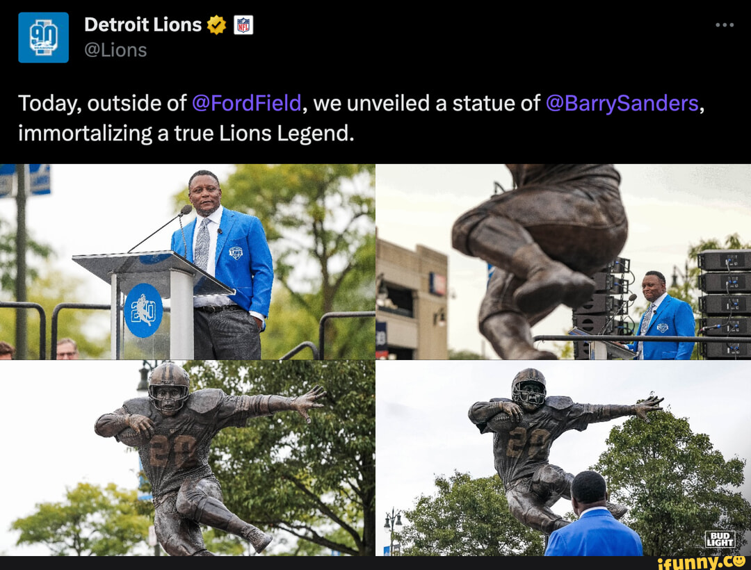 Statue of Lions legend Barry Sanders unveiled at Ford Field