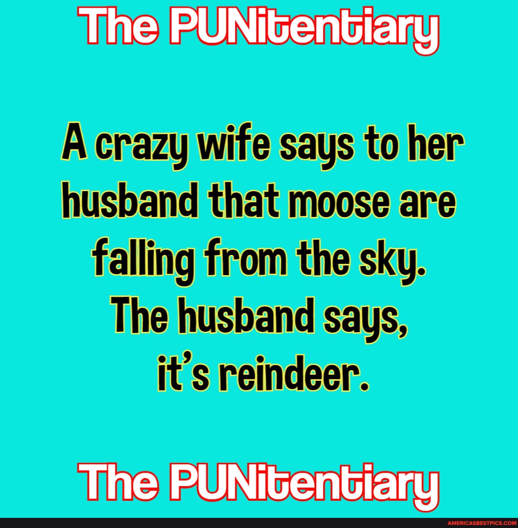 The PUNitentiary
A crazy wife says to her husband that moose are falling from the sky.
The husband says, it's reindeer.
Tine EUN