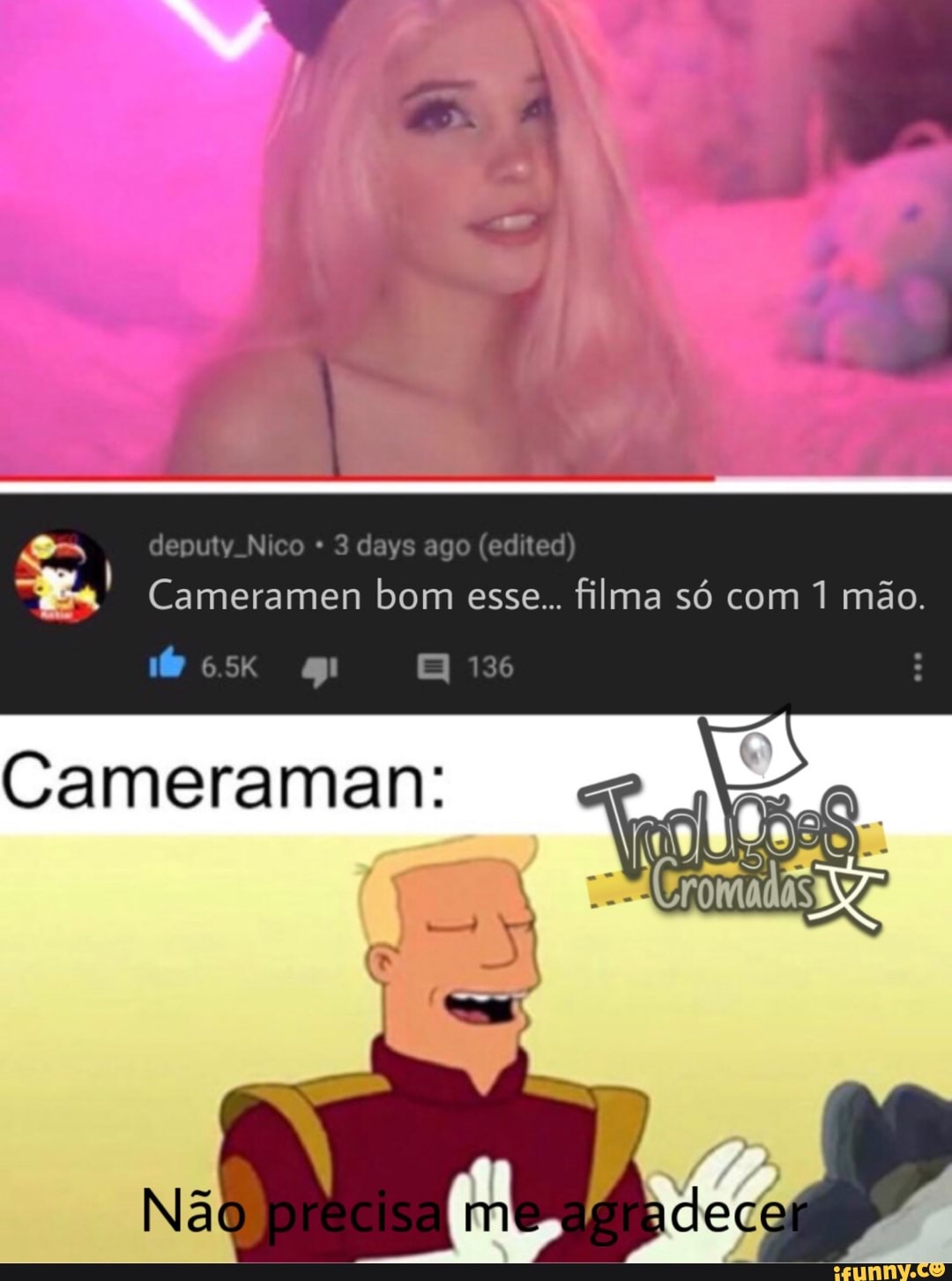Cameramen bom esse...
filma só com 1 mão.