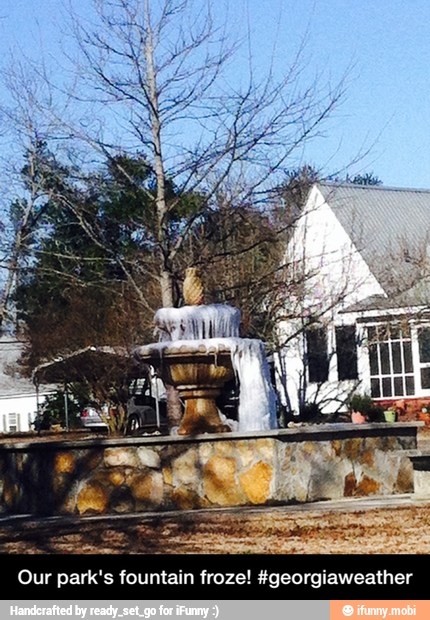 Our park's fountain froze! #georgiaweather - Our park's fountain froze! #georgiaweather