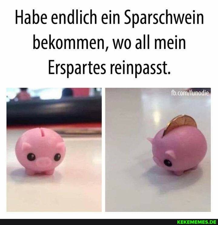 Habe endlich ein Sparschwein bekommen, wo all mein
Erspartes reinpasst.