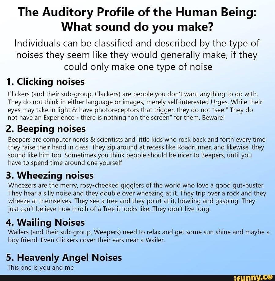 The Auditory Profile of the Human Being: What sound do you make ...