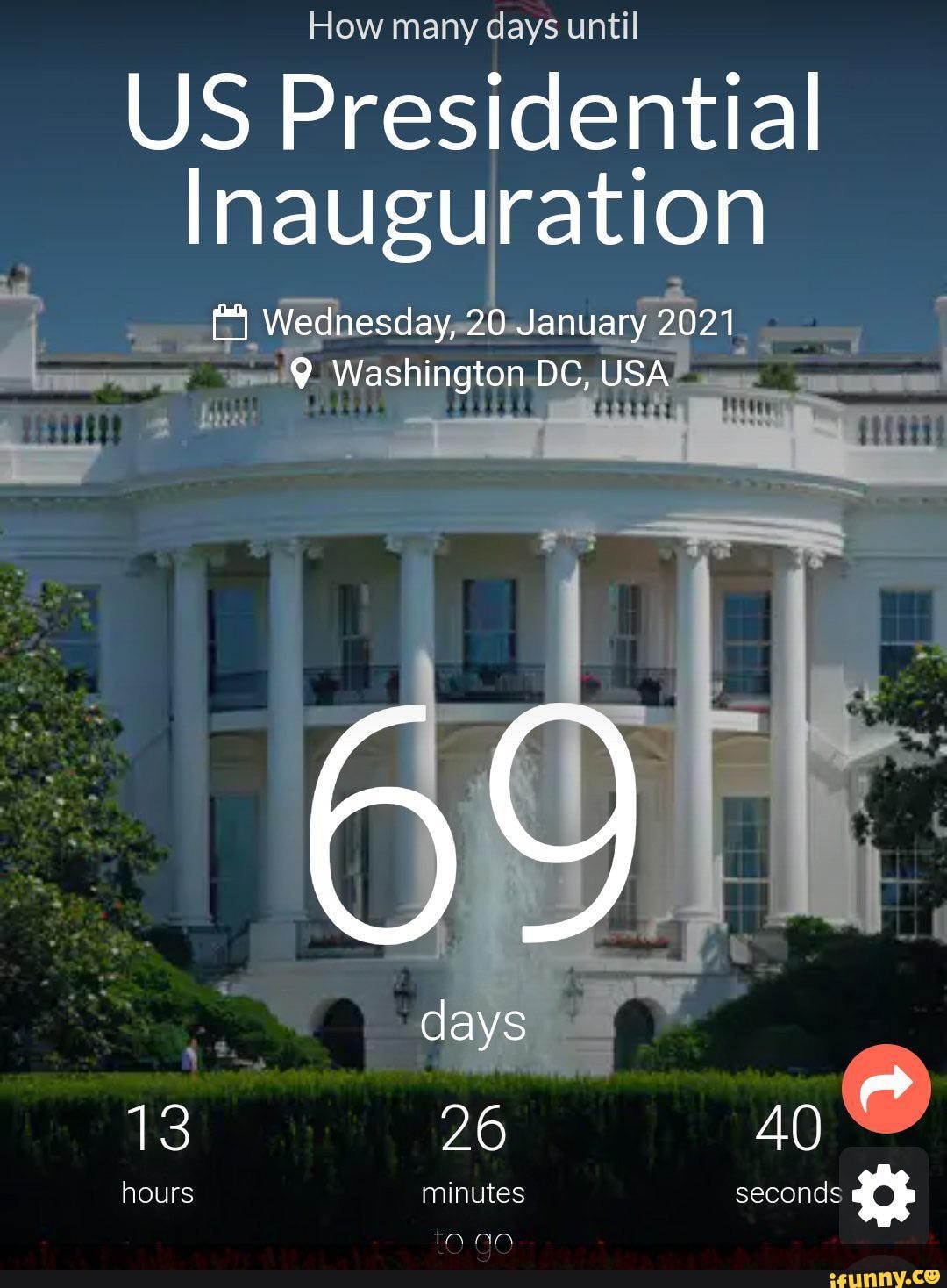 How Many Days Until Inauguration Day 2021 This countdown timer shows