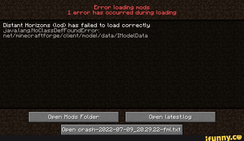 Error Loading Mods Error Has Occurred During Loading Distant Horizons ...