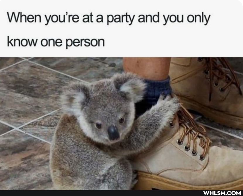 When you're at a party and you only know one person