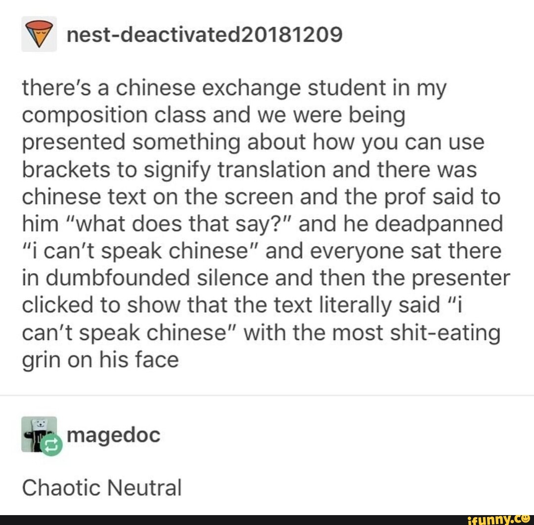 There s A Chinese Exchange Student In My Composition Class And We Were 