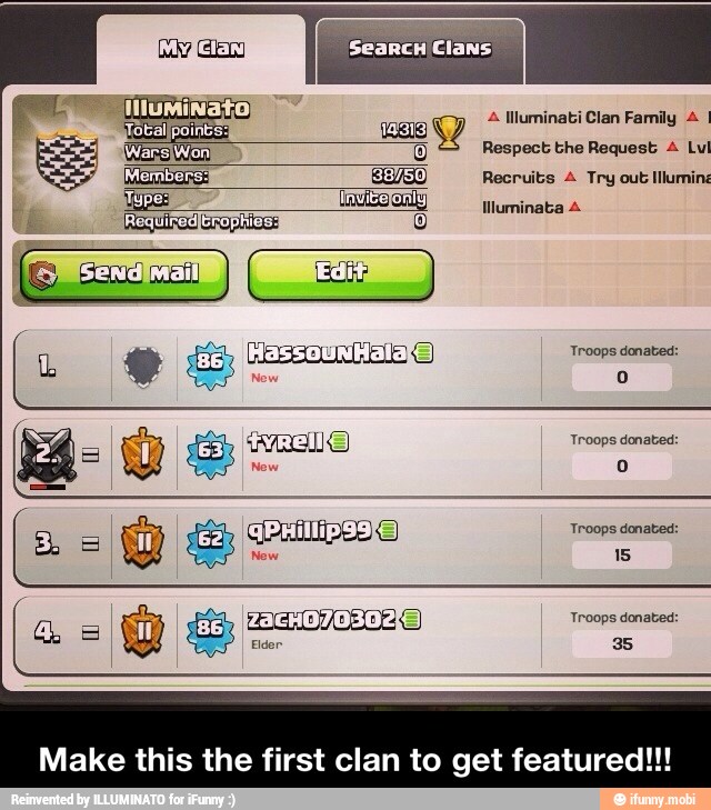 the first clan to get featured!!! Make this