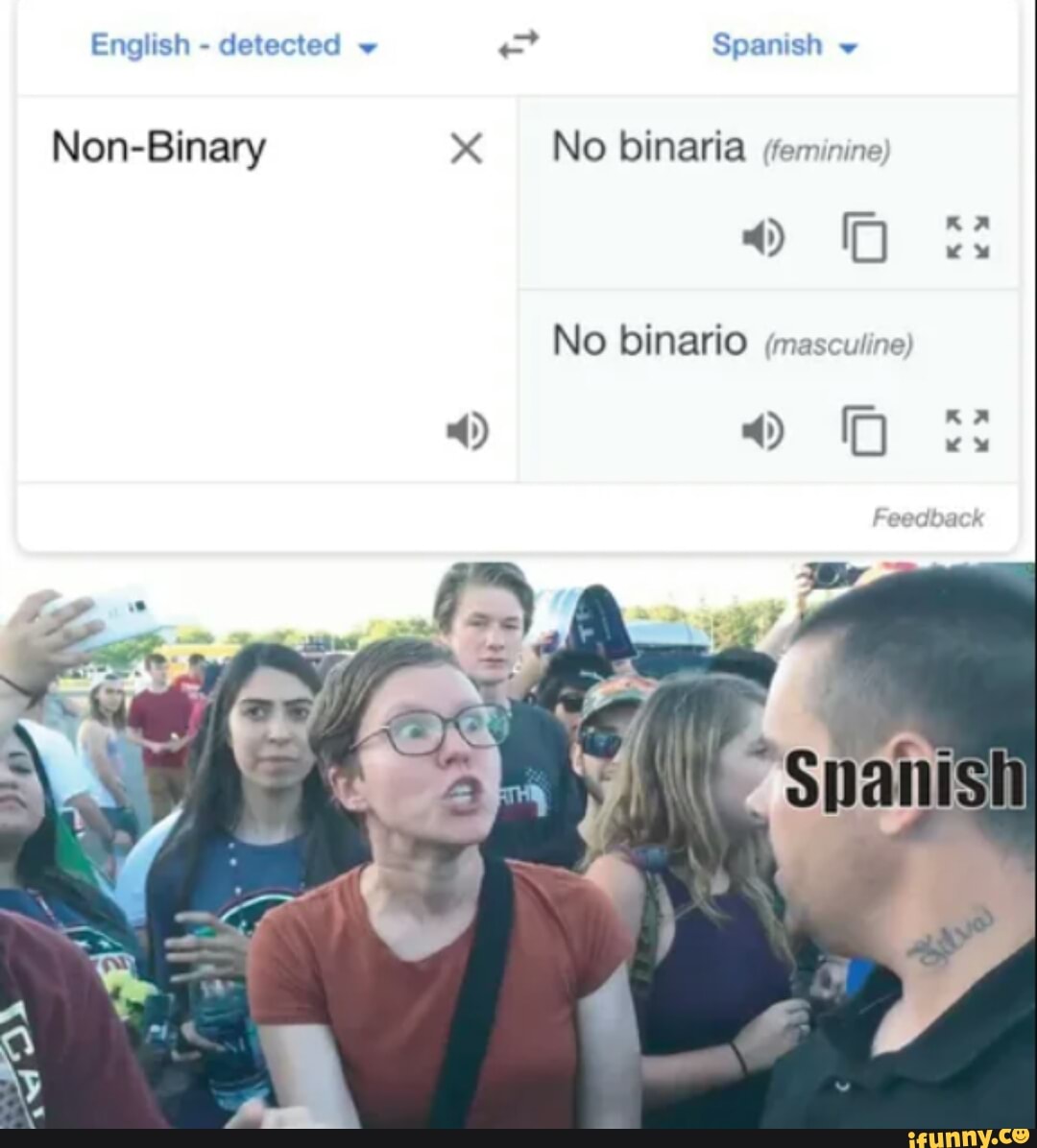 Non-Binary X No binaria (feminine)
No binario (masculine)
