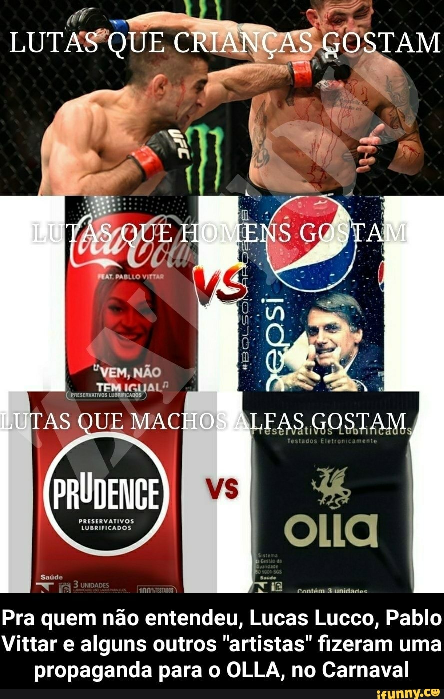 ORI
ia
ENTE TT
Pra quem não entendeu, Lucas Lucco, Pablo
Vittar e alguns outros "artistas" fizeram uma
propaganda para o OLLA, no Carnaval