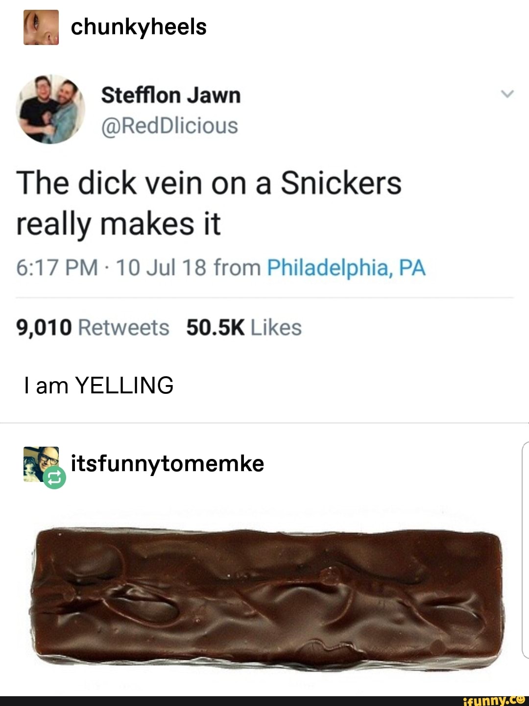 Dick vein snickers Snickers have