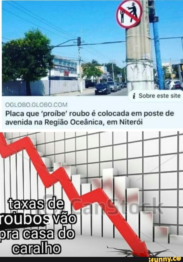 Placa que 'proíbe' roubo é colocada em poste de
avenida na Região Oceânica, em Niterói