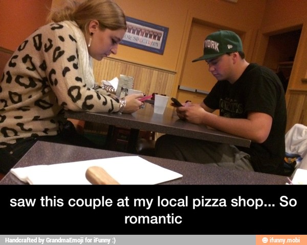 saw this couple at my local pizza shop... So
romantic - saw this couple at my local pizza shop... So romantic