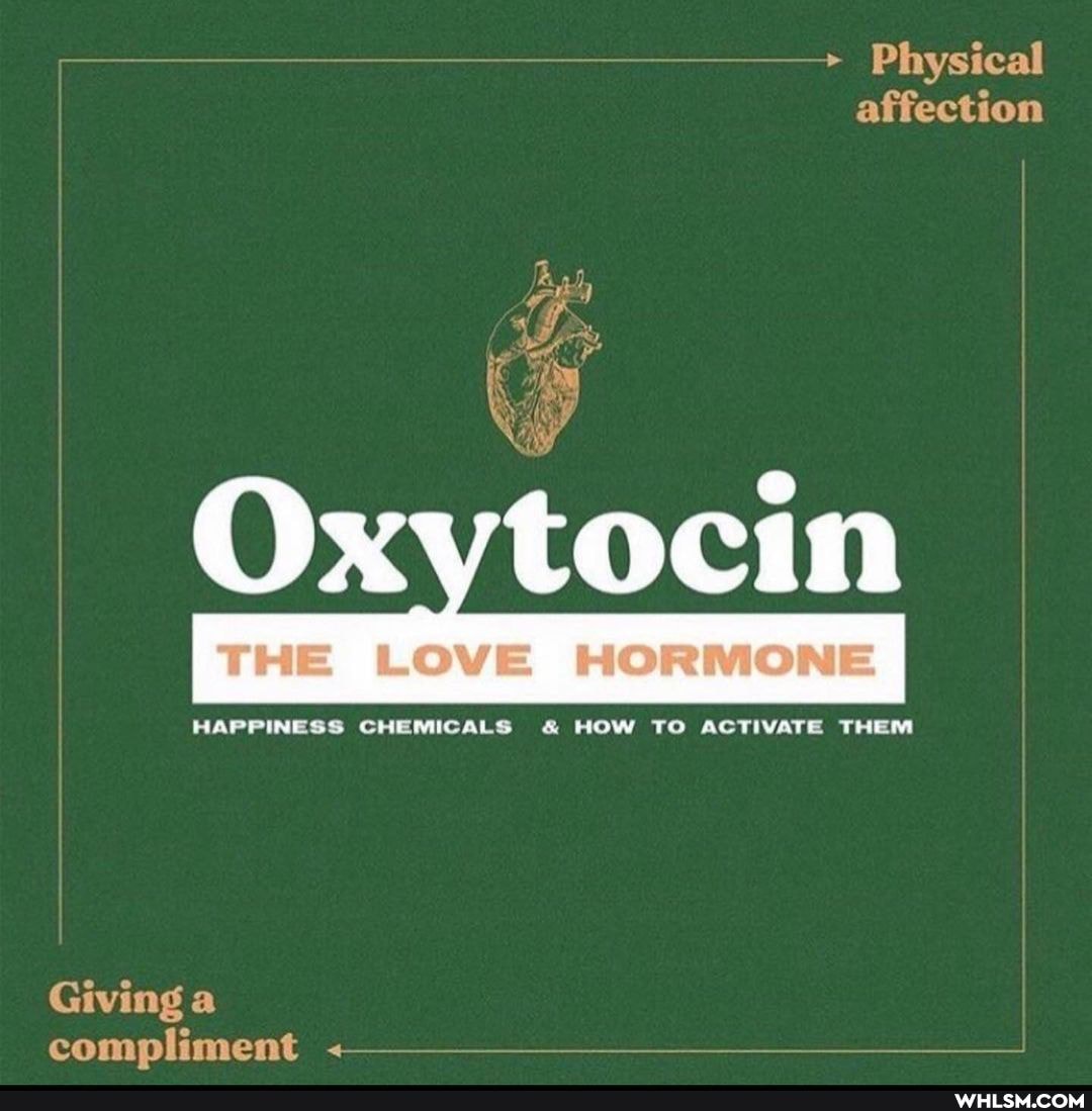 > Physical affection
Oxvtocin
HAPPINESS CHEMICALS & HOW TO ACTIVATE THEM
Giving a compliment