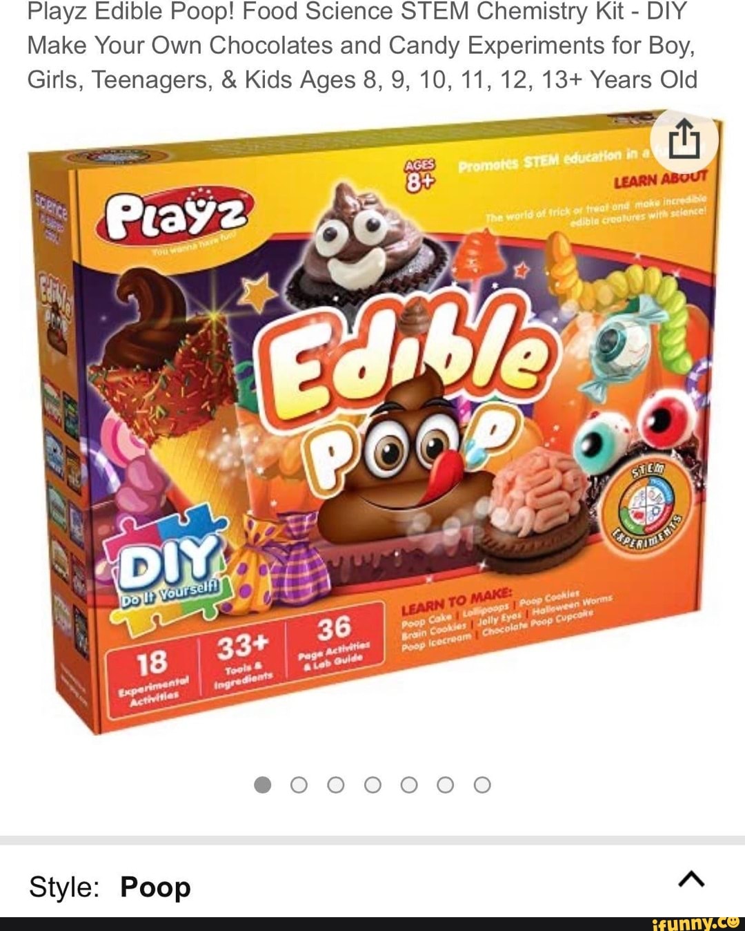 Playz Edible Poop! Food Science STEM Chemistry Kit DIY Make Your Own Chocolates and Candy