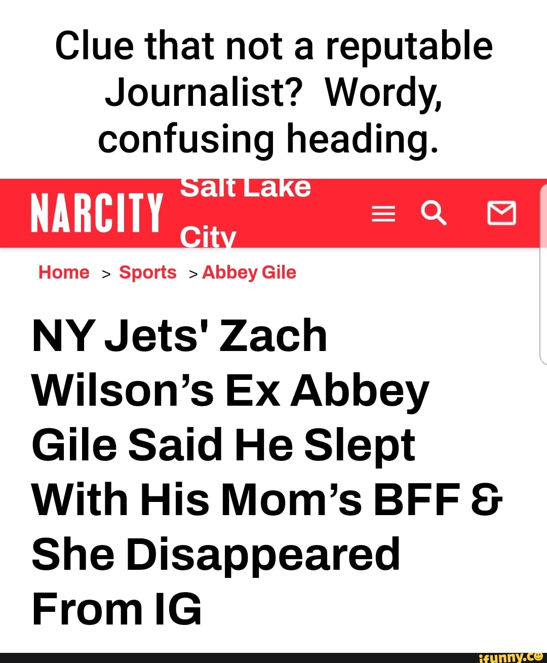 NY Jets' Zach Wilson's Ex Abbey Gile Said He Slept With His Mom's BFF & She  Disappeared From IG - Narcity