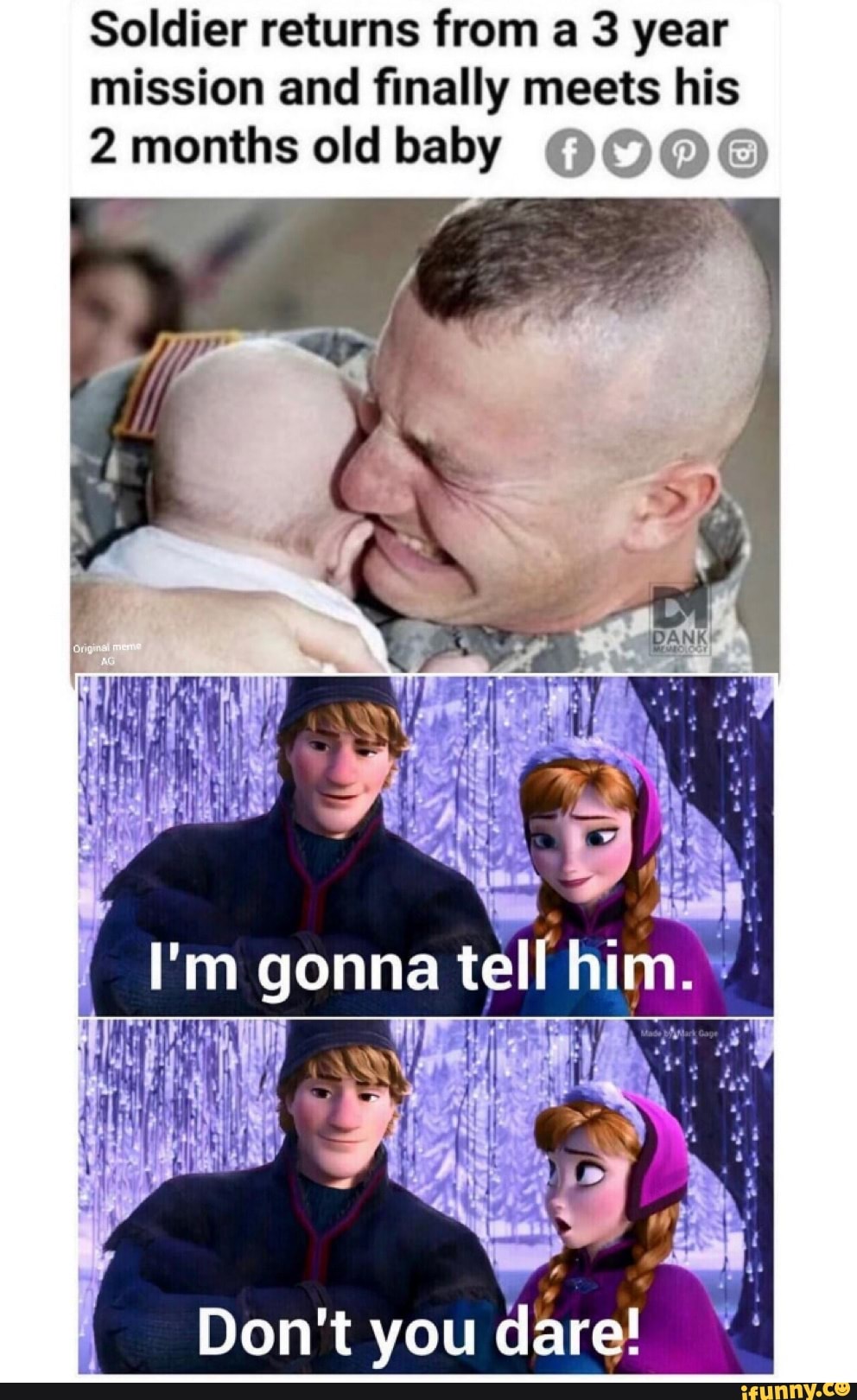 Soldier returns from a 3 year
mission and finally meets his
2 months old baby (014006)