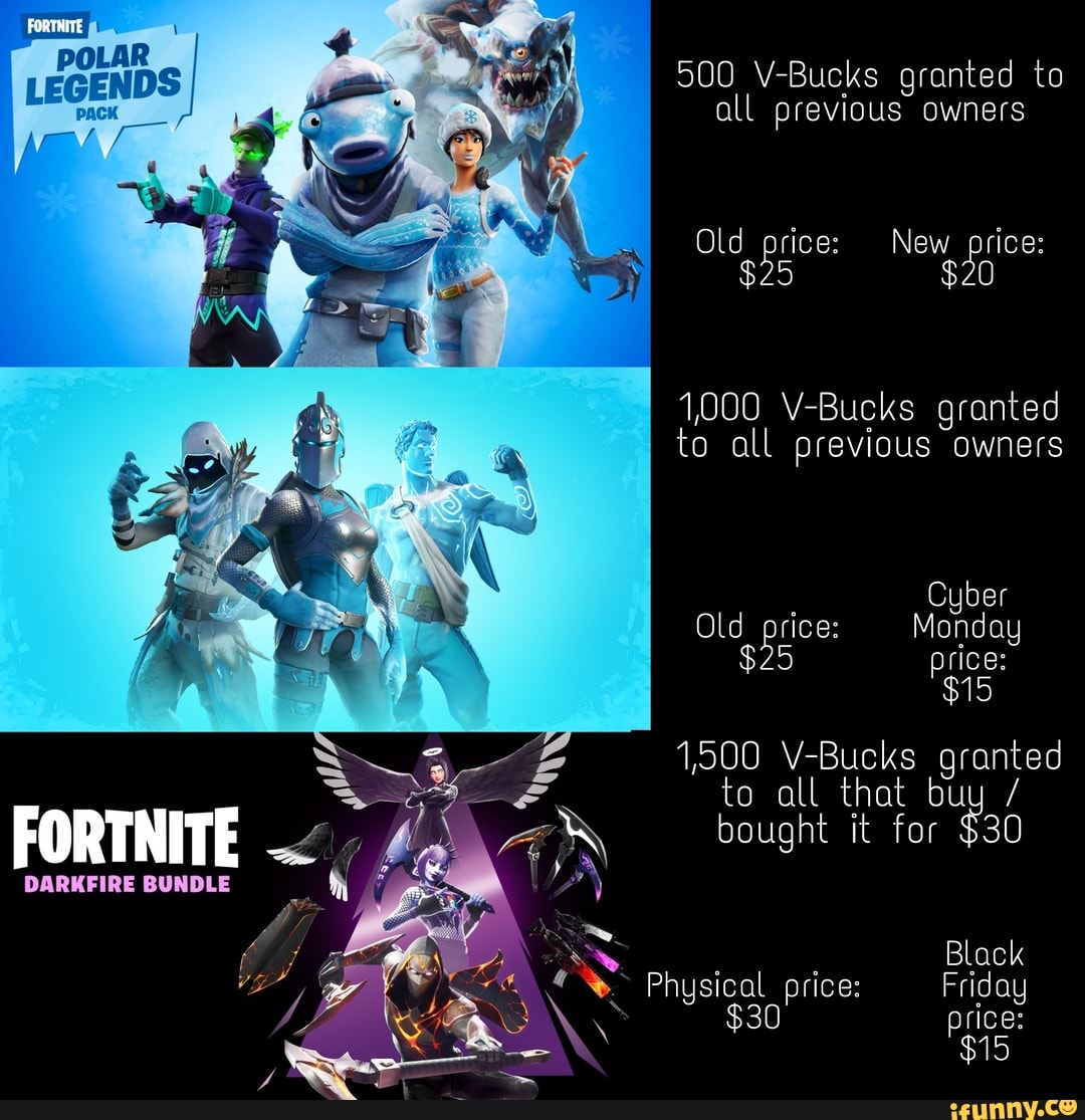 500 Bucks Granted To All Previous Owners Old Price New Price 25 1 000 V Bucks