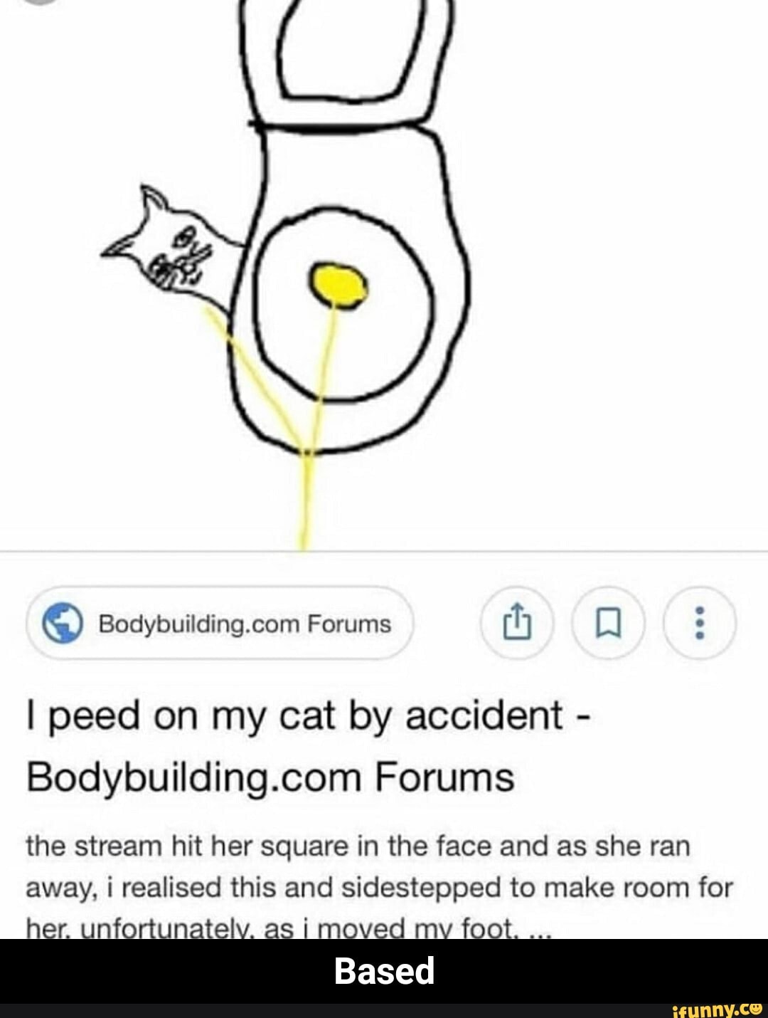 © Bodybuilding.com (hy 0 I peed on my cat by accident
Bodybuilding.com Forums
the stream hit her square in the face and as she ran
away, i realised this and sidestepped to make room for - Based