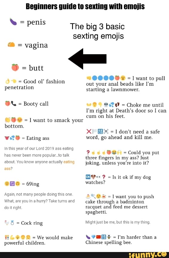 Big 3 Basic Sexting Emojis The Vagina Butt Good Ol Fashion Penetration