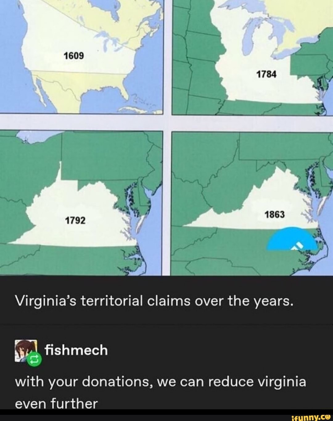 Virginia's territorial claims the years.
thigh
with your donations, we can reduce virginia
even further
