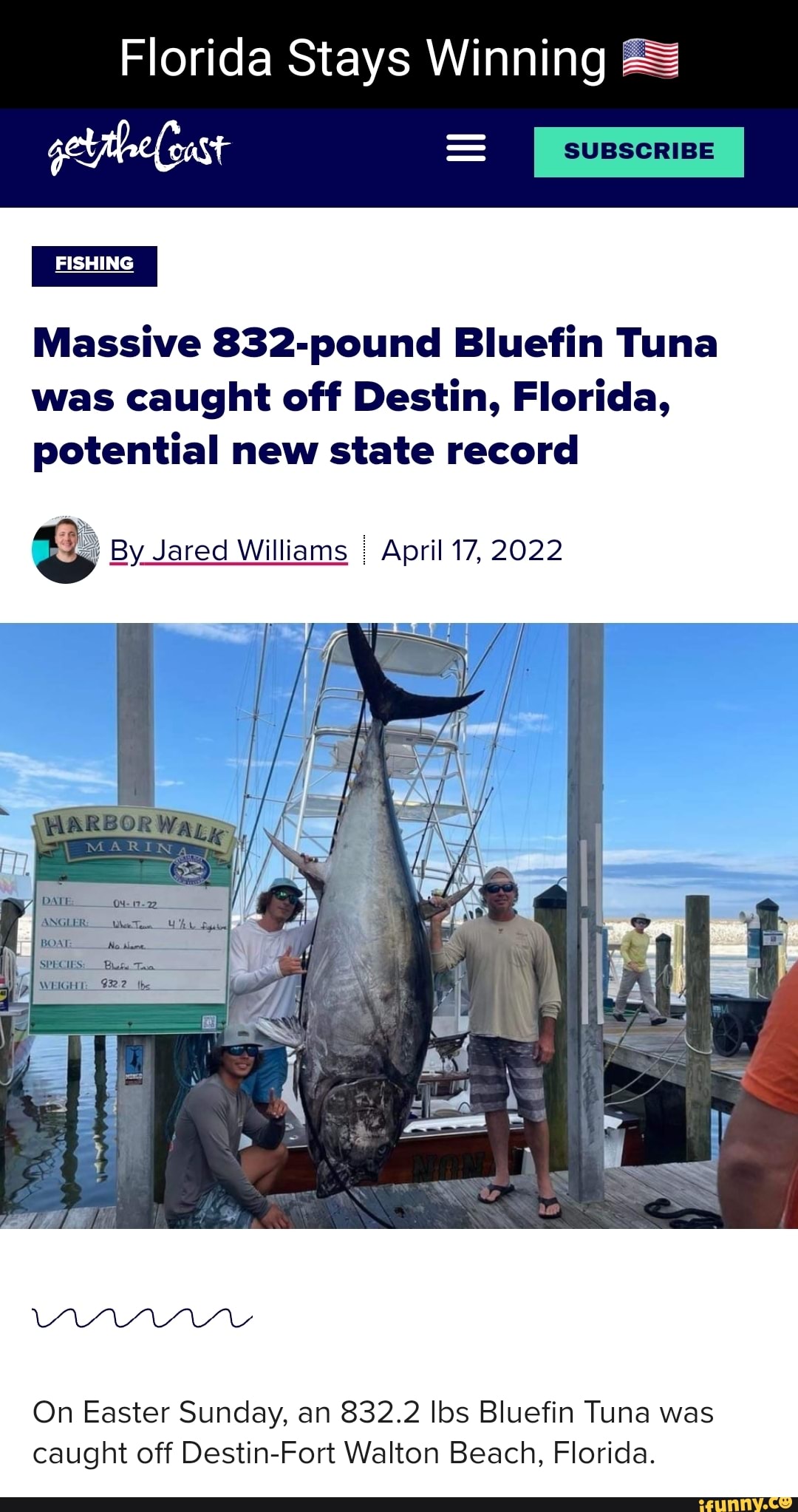 Florida Stays Winning SUBSCRIBE get FISHING Massive 832pound Bluefin