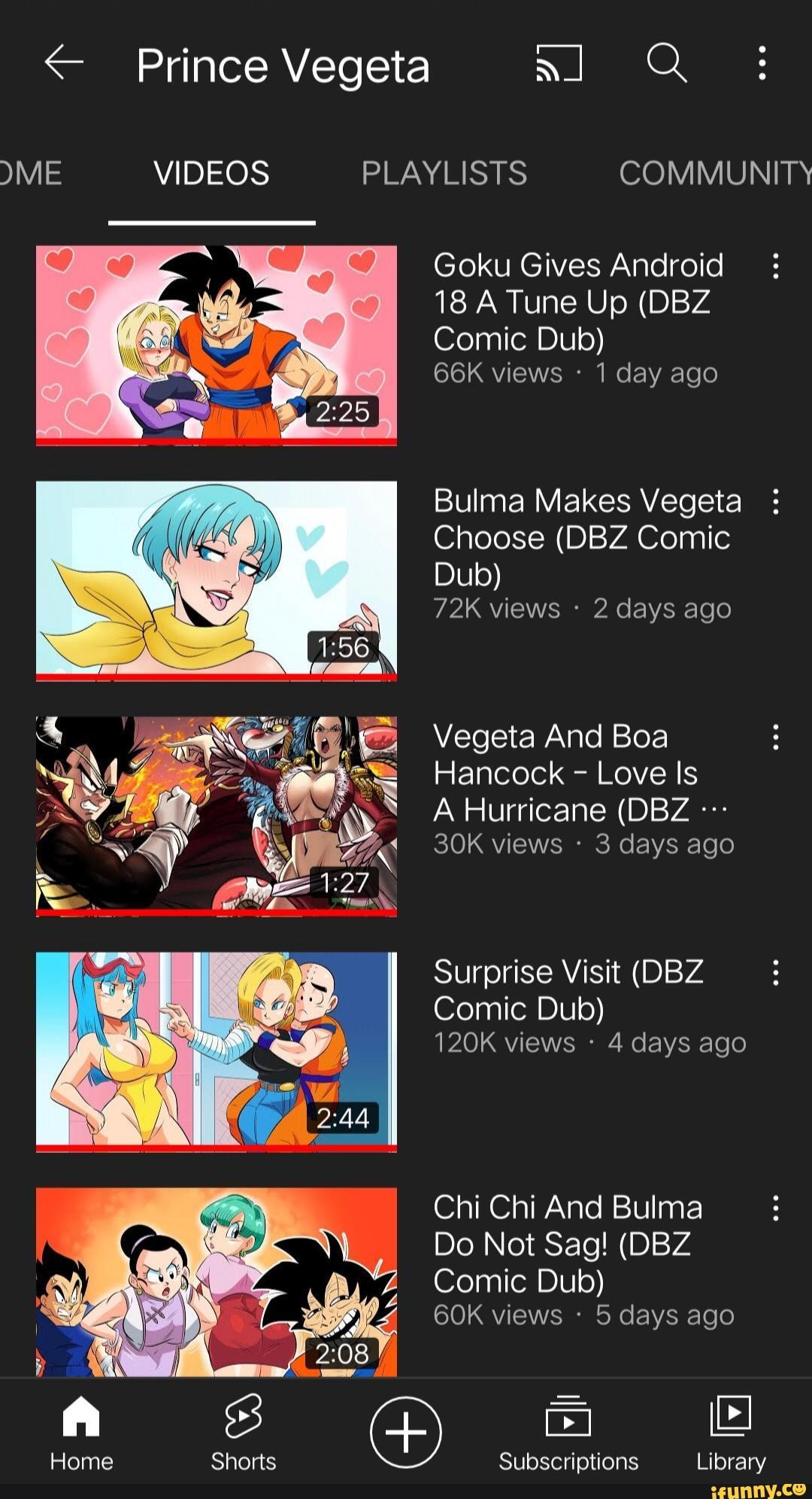 Prince Vegeta al Q IME VIDEOS PLAYLISTS COMMUNITY Goku Gives Android 18 A  Tune Up (DBZ