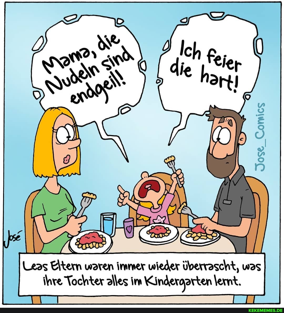 Leas Eltern waren immer wieder überrascht, was ihre Tochter alles im Kindergarten \kemt.