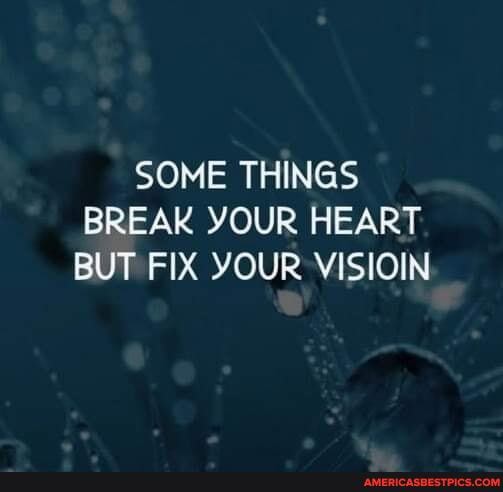 SOME THINGS BREAK YOUR HEART BUT FIX YOUR VISIOIN