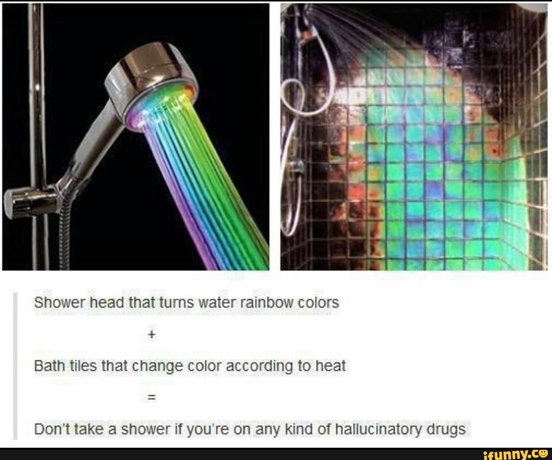 Shower head that turns water rainbow colors Bath tiles that change