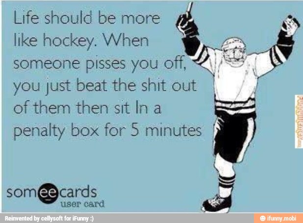 Life should be more
like hockey. When E
someone pisses you off,
you just beat the shit out
of them then sit In a
penalty box for 5 minutes I
som@cards q
user card
re
I