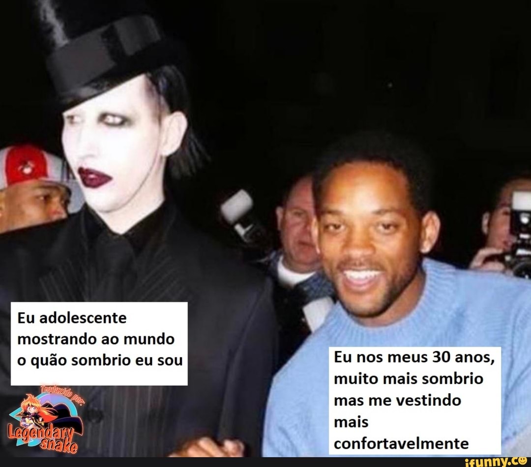 Eu adolescente
mostrando ao mundo o quão sombrio eu sou Eu nos meus 30 anos,
muito mais sombrio mas me vestindo mais confortavelmente