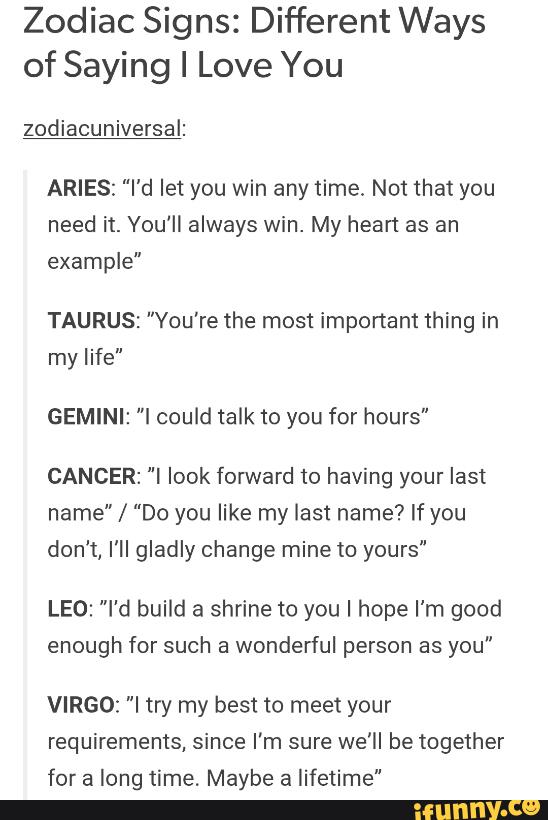 Zodiac Signs: Different Ways of Saying I Love You zodiacuniversal ...