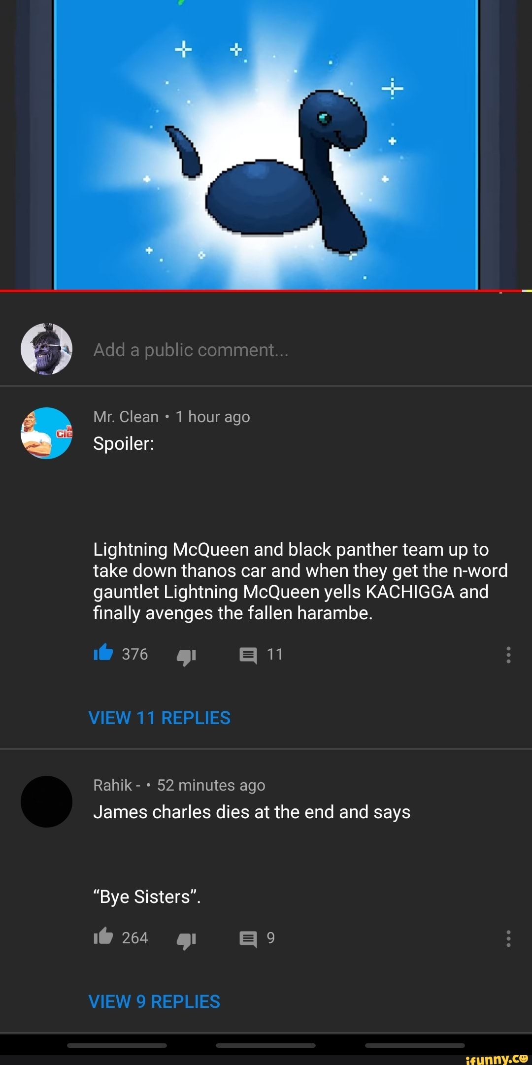 Lightning McQueen and black panther team up to take down thanos car and when they get the nword