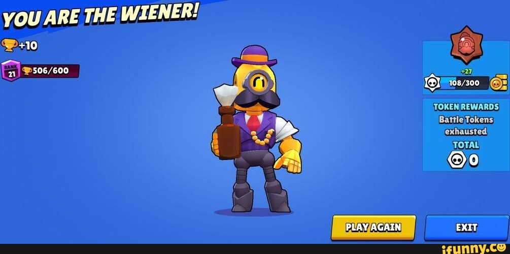 YOU ARE THE WIENER! +10 TOKENREWARDS, ri) vy Battle Tokens exhausted