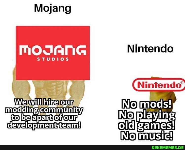 Mojang
MOJANG Nintendo
Nintendo'
We will hire ot our
developmentjteam!}