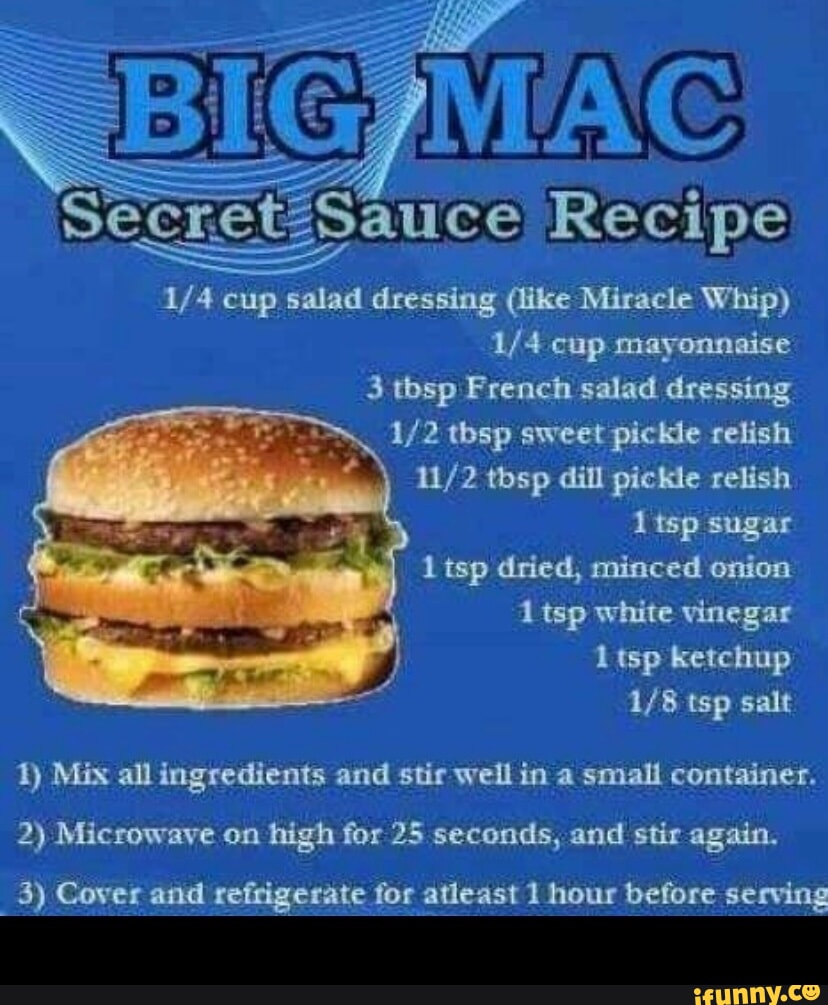 BIGIMAC secret7Sauce Recipe cup salad dressing (like Miracle Whip) cup