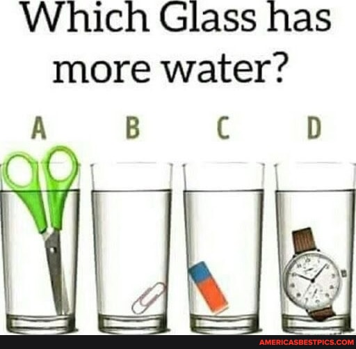 Which Glass has more water? America’s best pics and videos