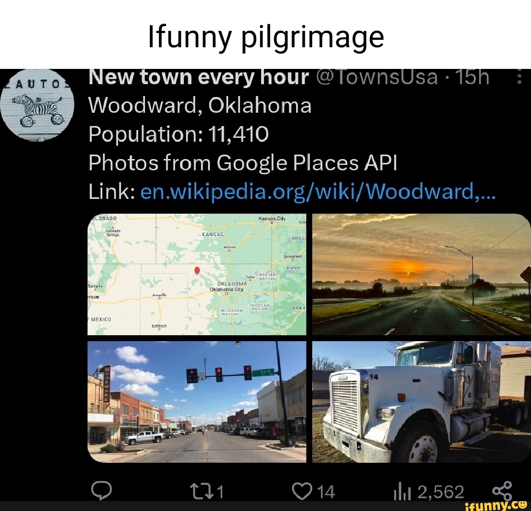 Lfunny pilgrimage New town every hour TownsUsa Woodward, Oklahoma