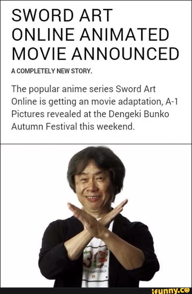 SWORD ART
ONLINE ANIMATED
MOVIEANNOUNCED
A COMPLÉI'ELV NEW STORY.
The popular anime series Sword Art
Online is getting an movie adaptation,A-1
Pictures revealed at the Dengeki Bunko
Autumn Festival this weekend.