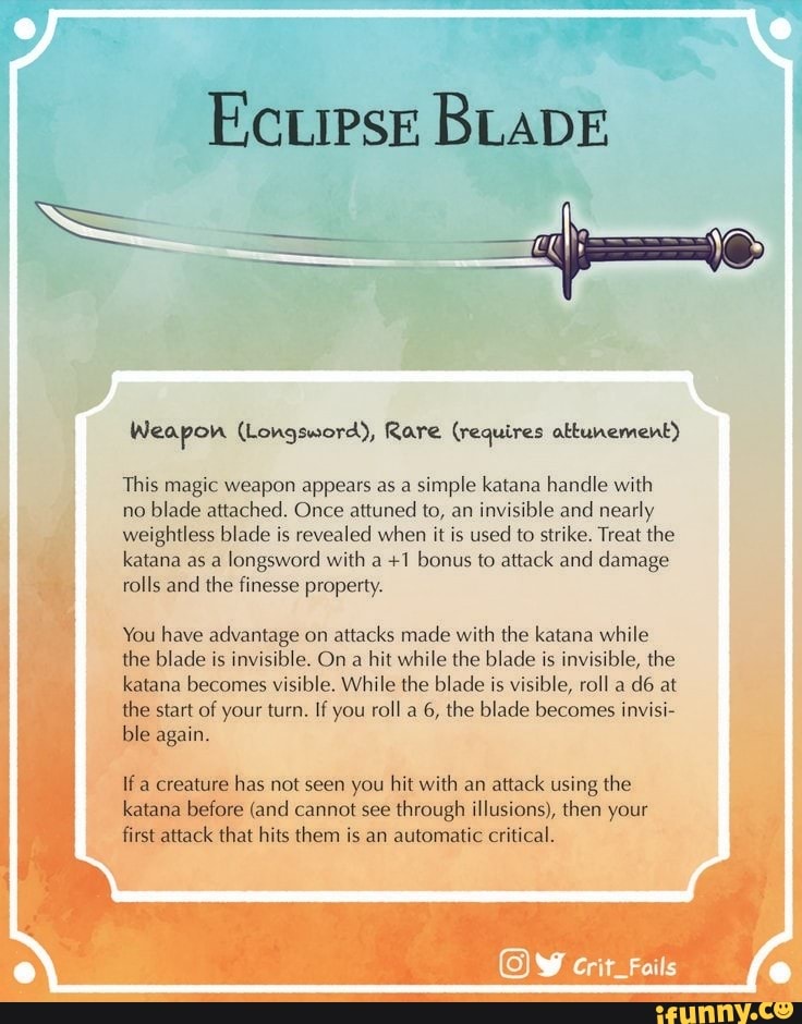 EcurPse BLADE Weapon (Longsword), Rare (requires attunement) This magic ...