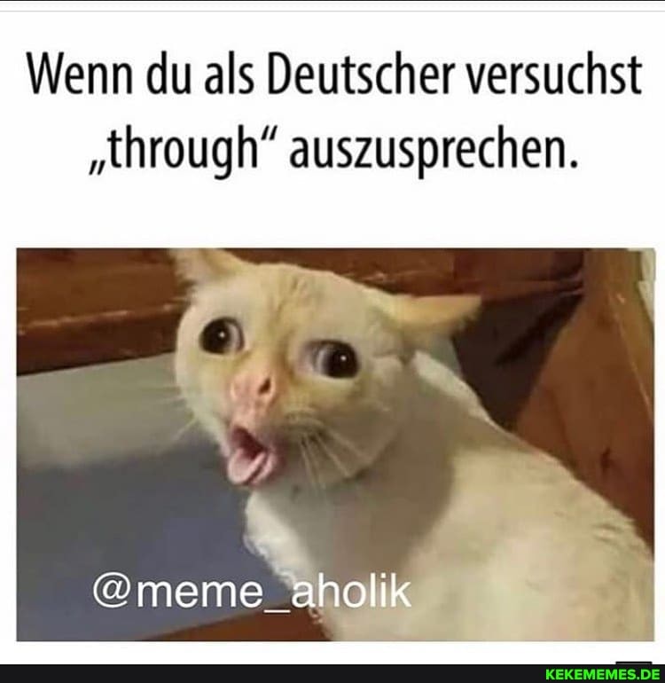 Wenn du als Deutscher versuchst
"through" auszusprechen.
@meme_aholik