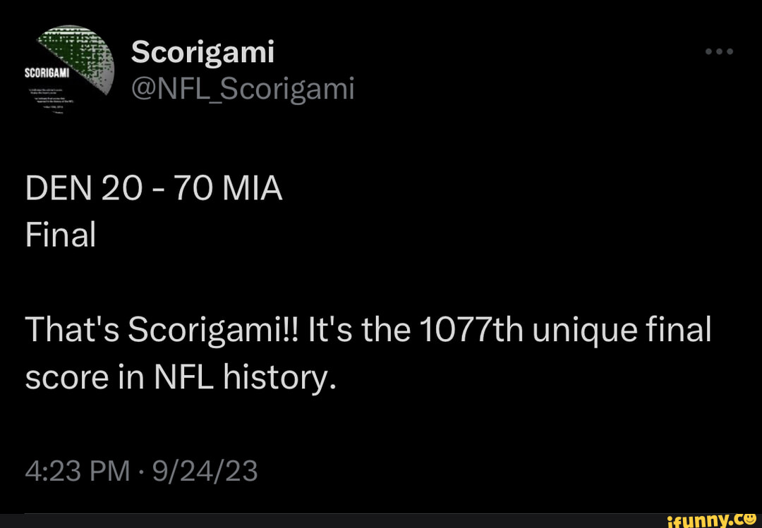 That's Scorigami! The internet is abuzz with two unique NFL scorelines