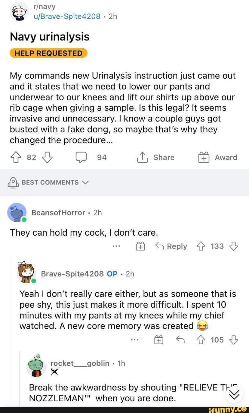 Wy Navy urinalysis HELP REQUESTED My commands new Urinalysis