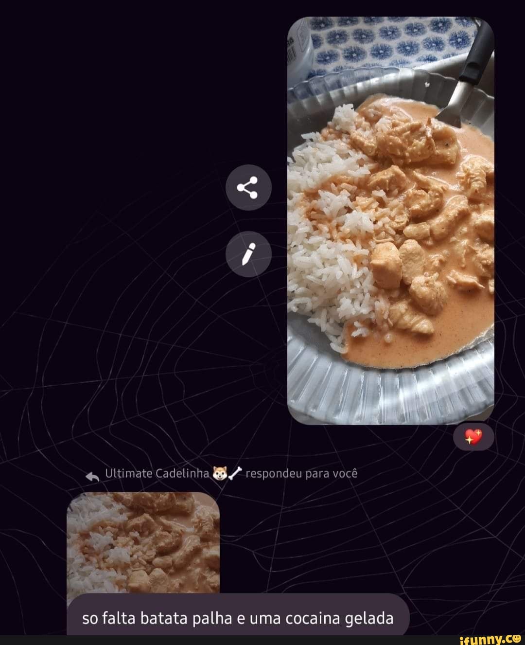 Ultimate Cadelinha respondeu para você
so falta batata palha e uma cocaina gelada